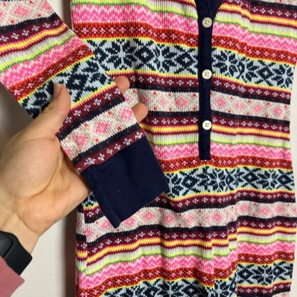 Old Nay Multicolored Patterned Holiday Winter Waffle-Knit One-Piece Pajamas - Picture 7 of 7